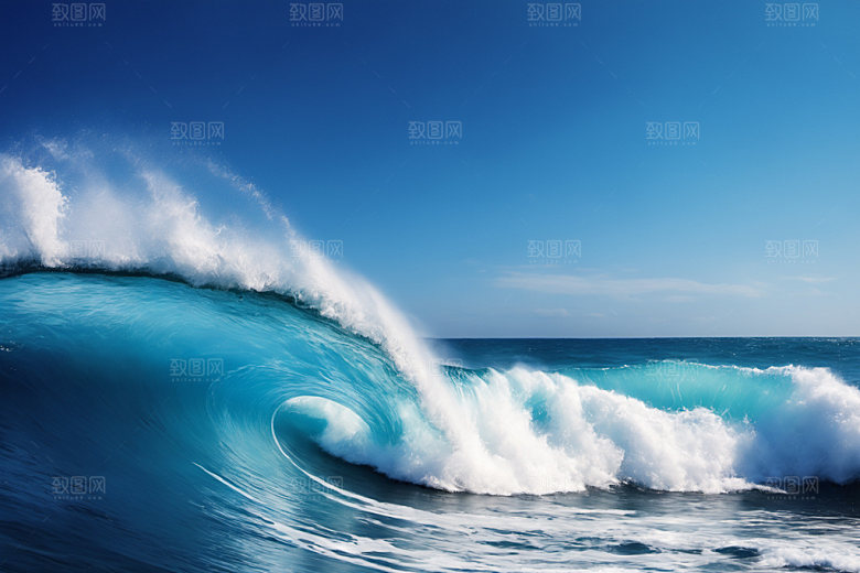 海浪蓝色海水摄影图