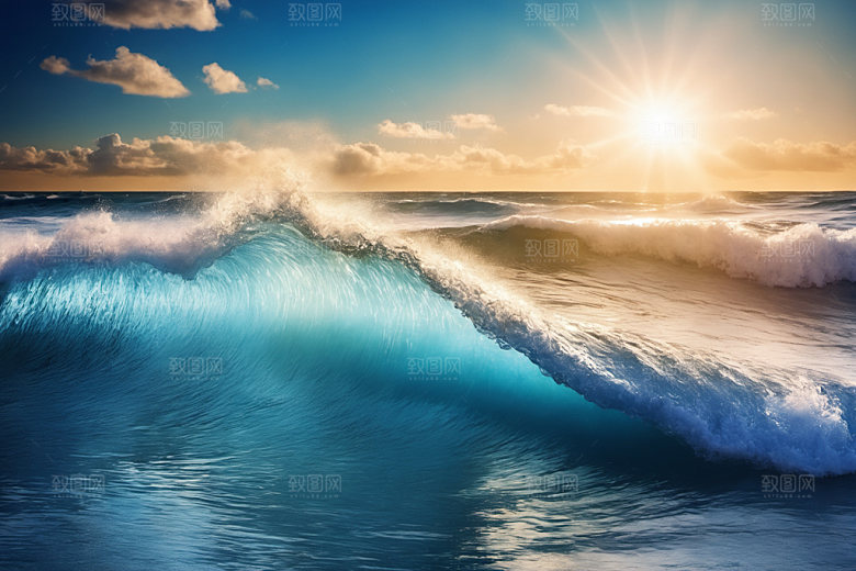 海浪蓝色清透摄影图
