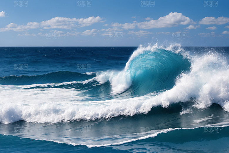 海浪蓝色海水摄影图