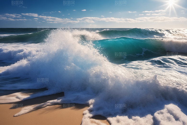 海浪波浪自然摄影图