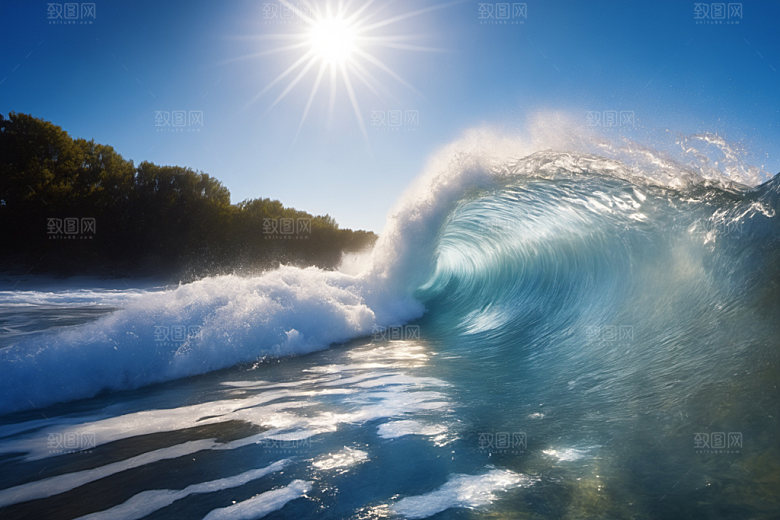 海浪自然波浪摄影图