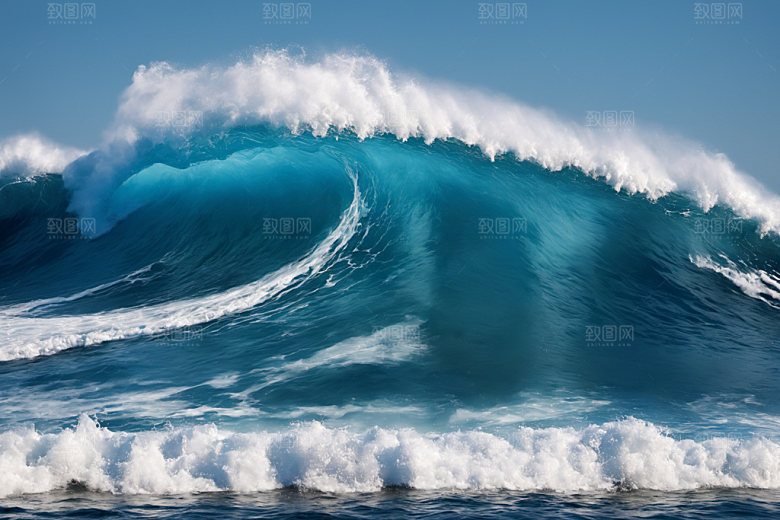 海浪清透波浪摄影图