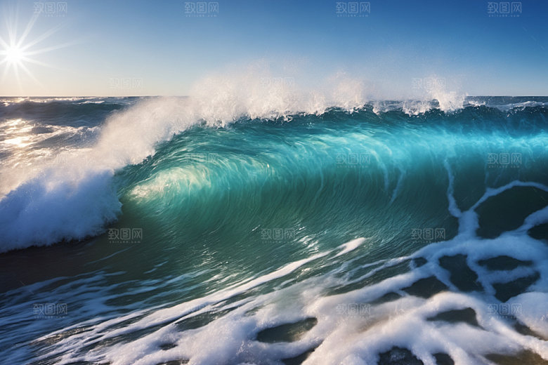 海浪自然清透摄影图
