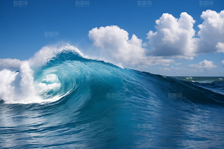 海浪自然蓝色摄影图