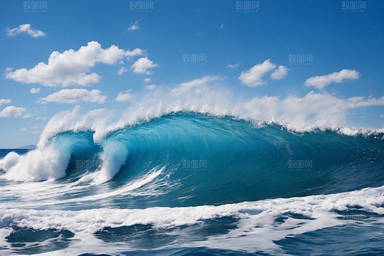 海浪高清蓝色摄影图