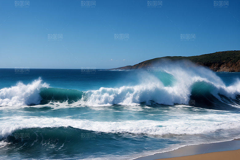 海浪高清蓝色摄影图