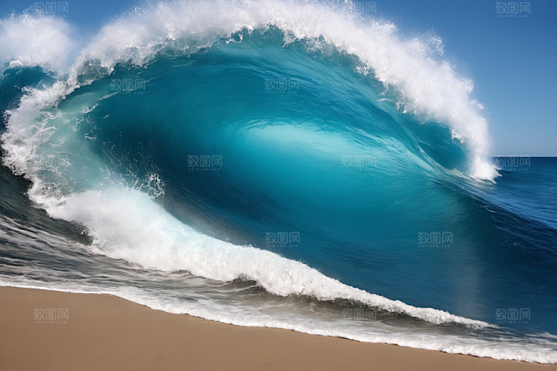 海浪波浪浪花摄影图