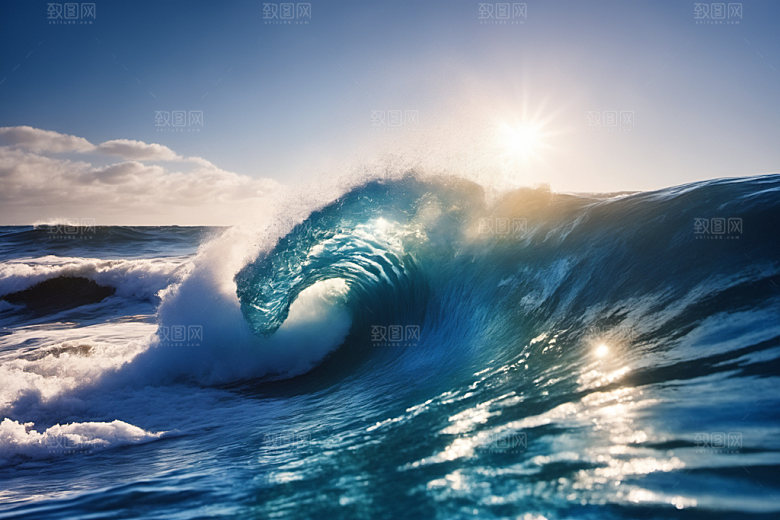 海浪大海蓝色摄影图