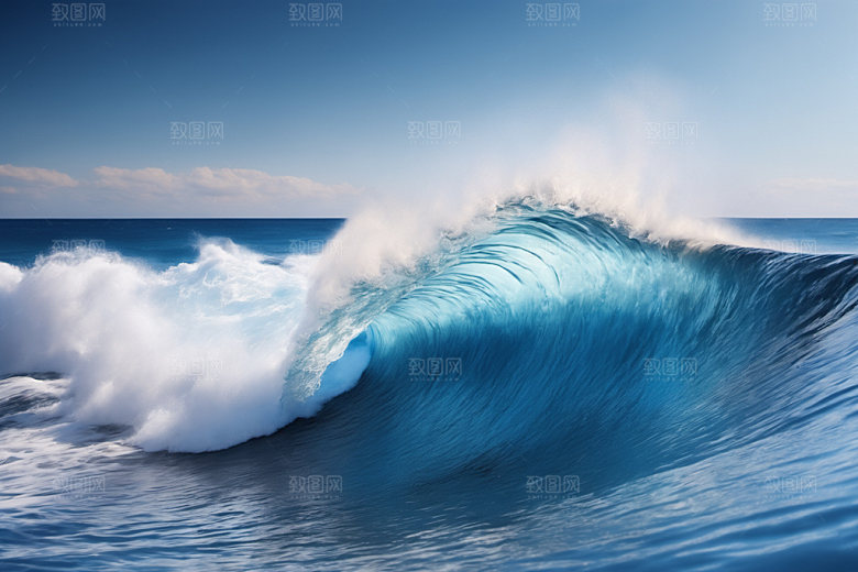 海浪清透大海摄影图