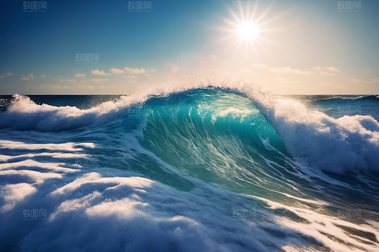 海浪大海蓝色摄影图