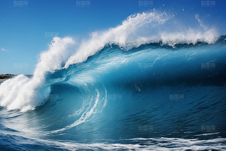 海浪蓝色自然摄影图