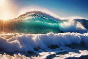 海浪大海蓝色摄影图