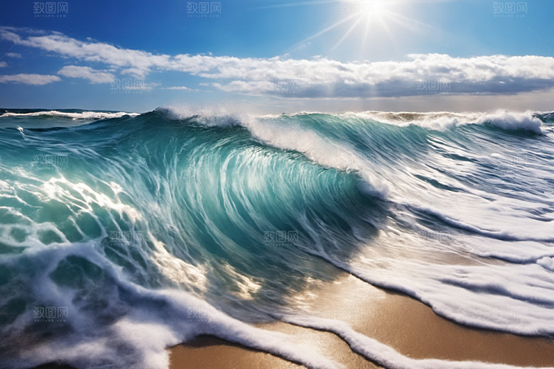 海浪波浪自然摄影图