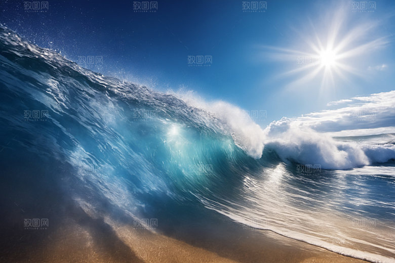 海浪高清蓝色摄影图