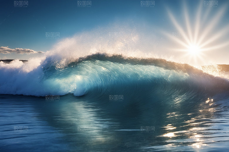 海浪浪花清透摄影图