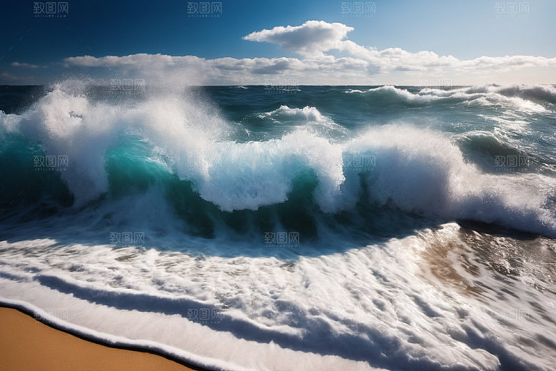 海浪自然蓝色摄影图