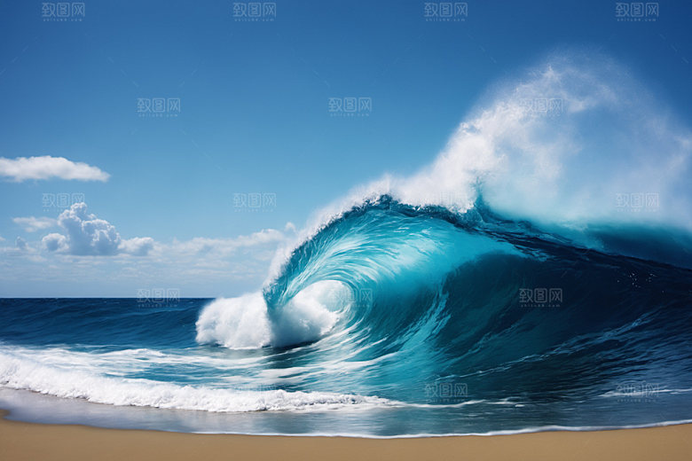 海浪自然清透摄影图