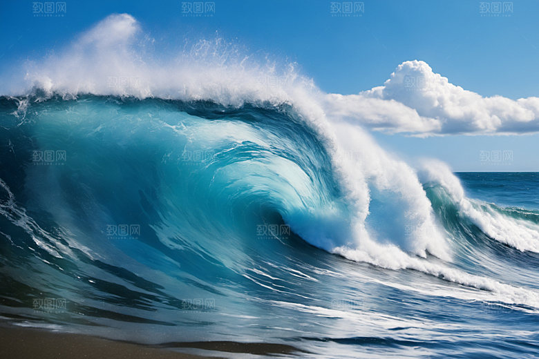 海浪清透浪花摄影图