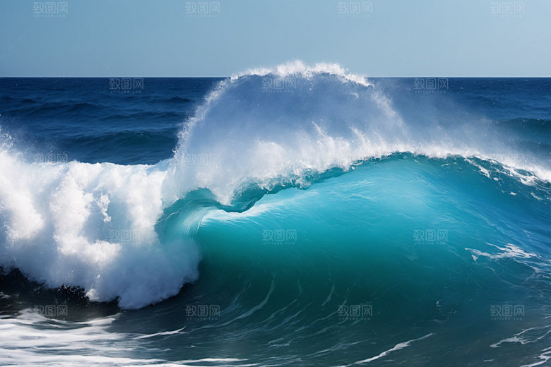 海浪清透蓝色摄影图