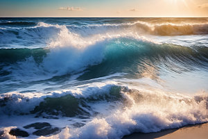 海浪清透大海摄影图