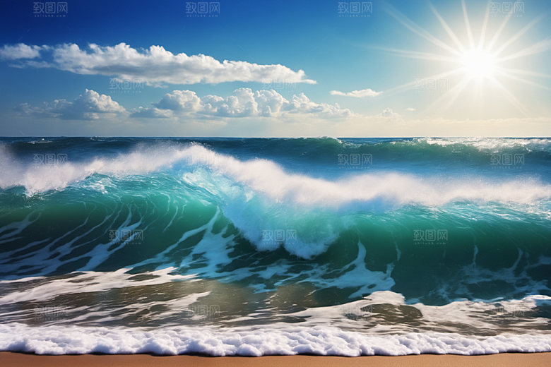 海浪高清蓝色摄影图