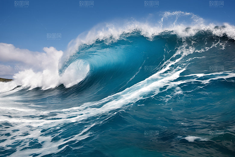 海浪海水蓝色摄影图