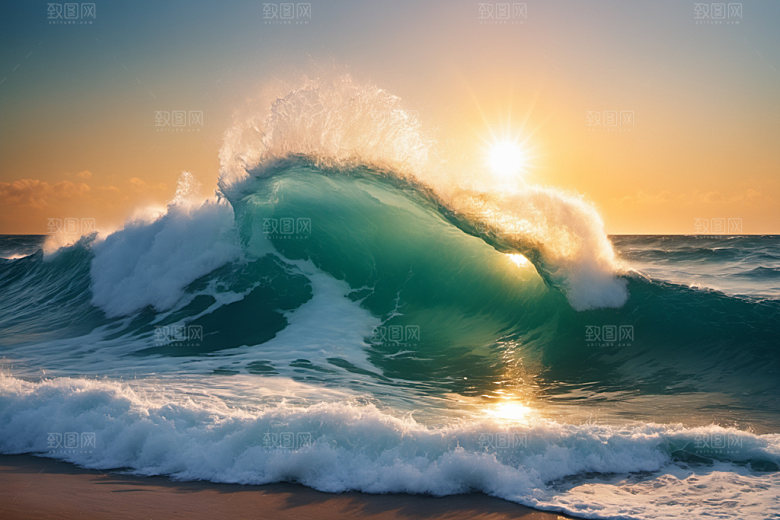 海浪浪花大海摄影图