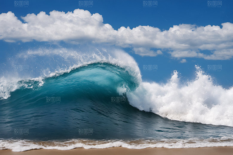 海浪波浪自然摄影图