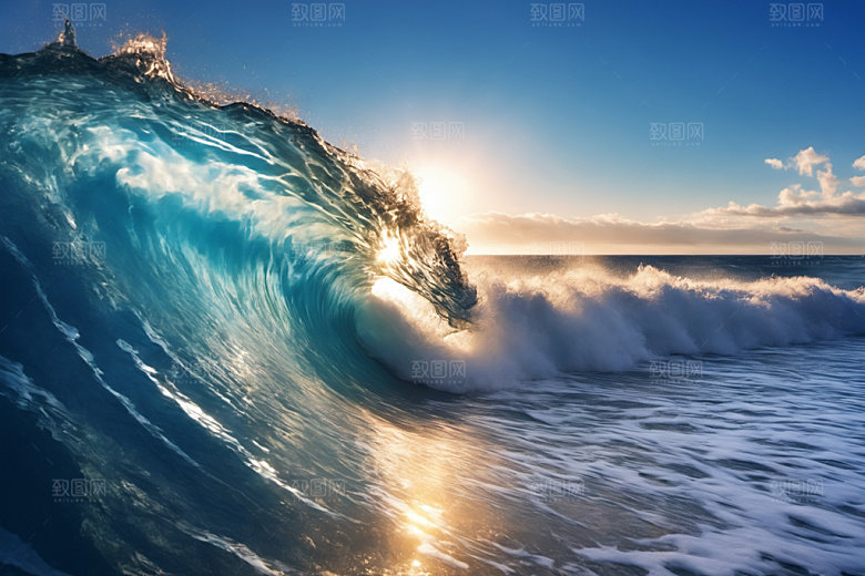 海浪波浪大海摄影图