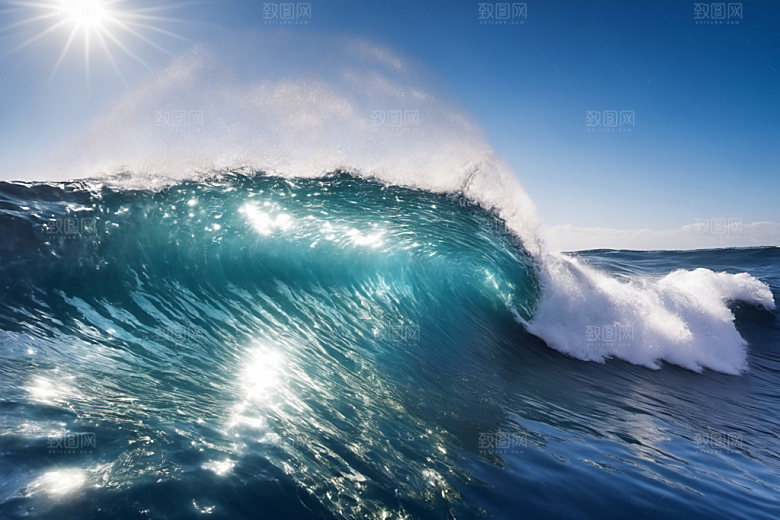 海浪浪花自然摄影图