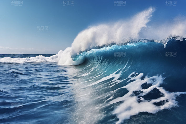 海浪自然浪花摄影图