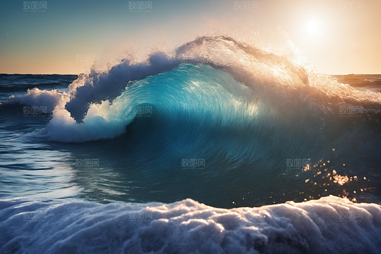 海浪自然蓝色摄影图