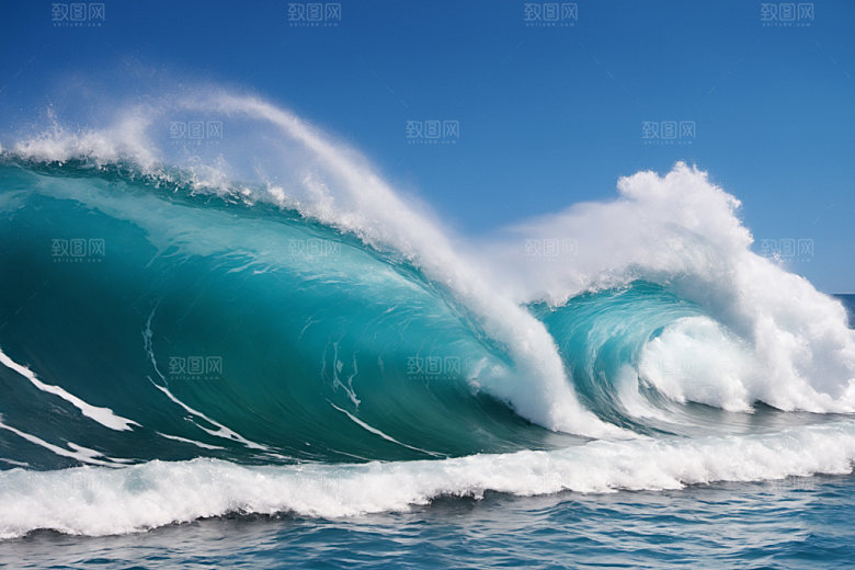 海浪蓝色清透摄影图
