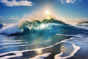 海浪海水蓝色摄影图
