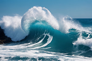 海浪波浪蓝色摄影图