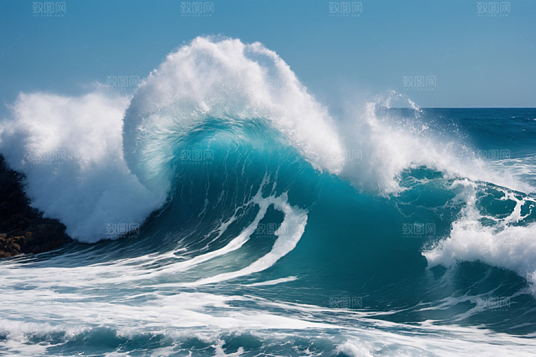 海浪波浪蓝色摄影图