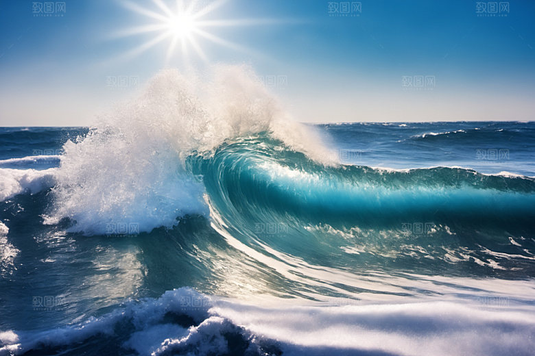 海浪波浪浪花摄影图