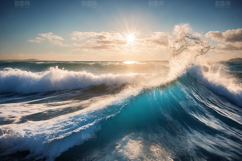 海浪高清蓝色摄影图