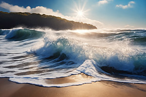 海浪清透浪花摄影图