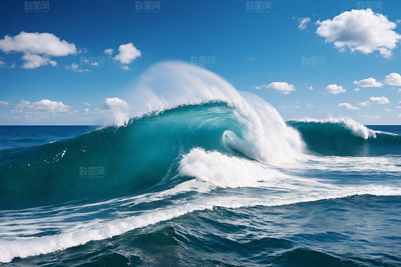 海浪蓝色海水摄影图