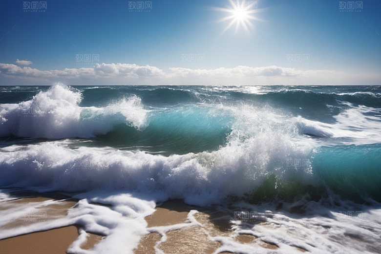 海浪清透波浪摄影图