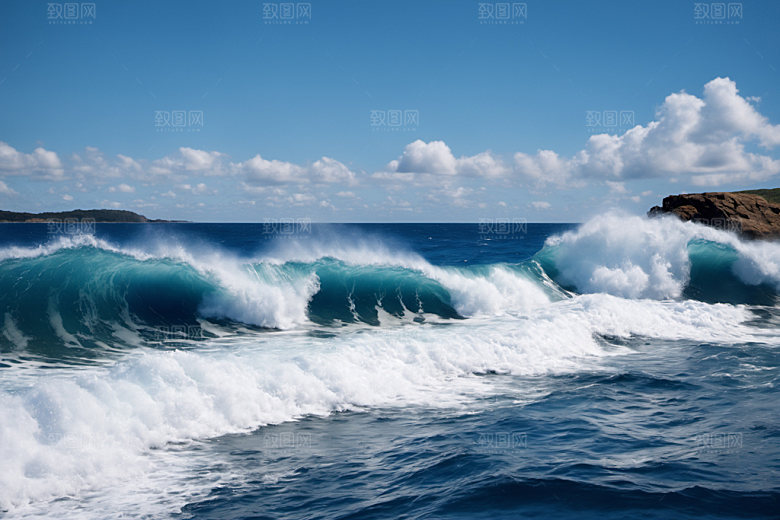海浪蓝色波浪摄影图