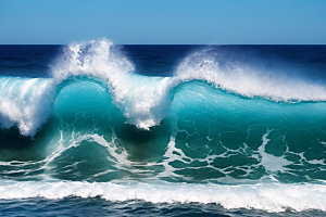 海浪蓝色海水摄影图