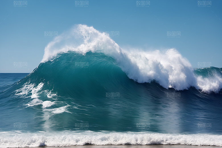 海浪蓝色海水摄影图