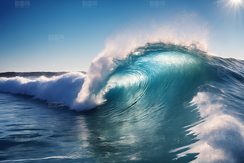 海浪清透波浪摄影图
