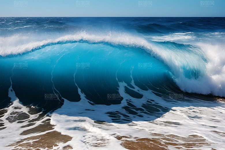 海浪蓝色海水摄影图