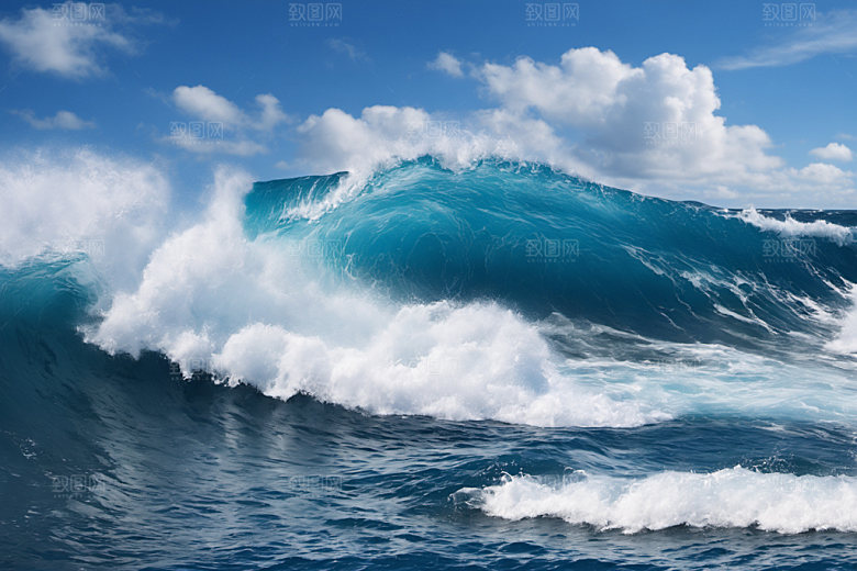海浪蓝色自然摄影图