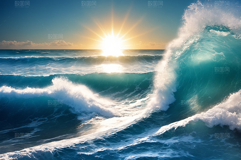 海浪大海浪花摄影图