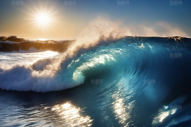 海浪蓝色海水摄影图