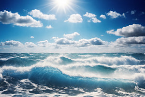 海浪大海蓝色摄影图